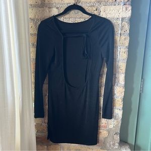 Lioness black backless long sleeve mini dress